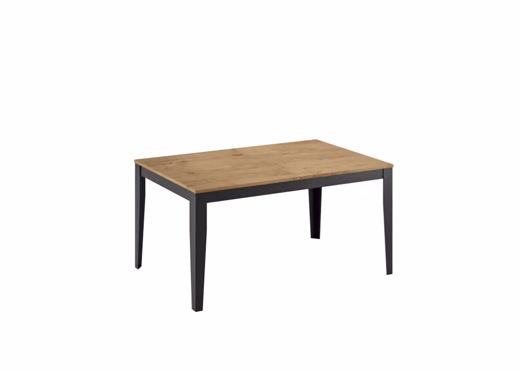 Tavolo da pranzo moderno Stones allungabile con top in MDF rovere e base in metallo nero – 2