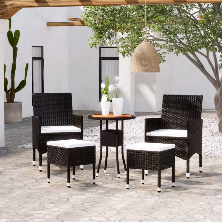 Maison Exclusive - Set da giardino da 5 pezzi in rattan sintetico nero
