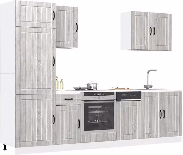 Set Mobili da Cucina 7 pz Lucca Grigio Sonoma in Truciolato 3314777