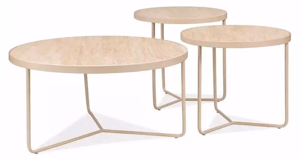 FURNLUX, tavolino da caffè Demeter, color beige, 80 cm (confezione da 3 pezzi) / Colore principale: / Dimensioni: