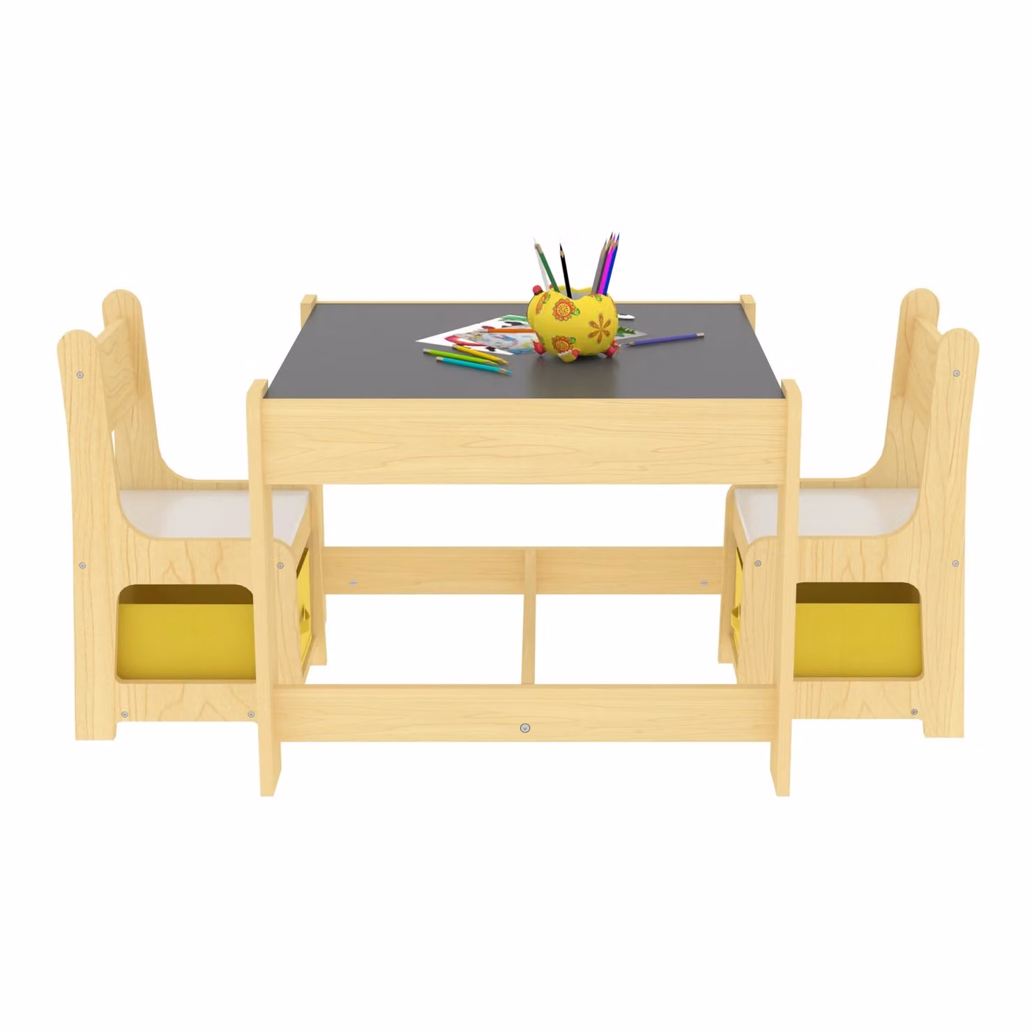 In And OutdoorMatch Tavolo per bambini Chasity - Con 2 sedie - Multicolore - Truciolato e tessuto - Design moderno