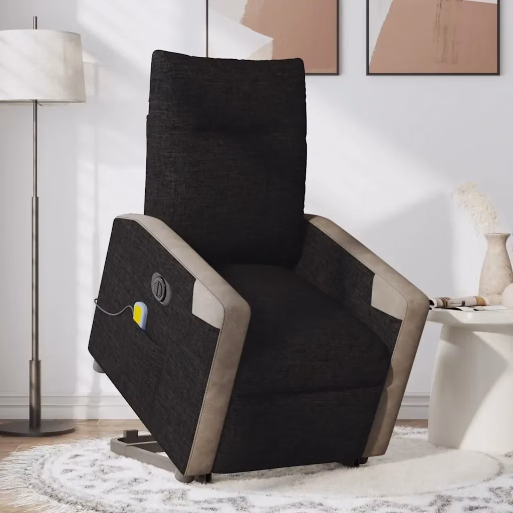 Poltrona Alzapersona Elettrica con Massaggio vidaXL in Tessuto Grigio e Nero per Anziani – 2