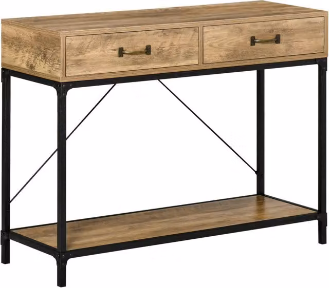 Consolle da ingresso Xylo con ripiani e cassetti in legno marrone e metallo nero L 100 cm x P 35 cm x H 76,5 cm – 1