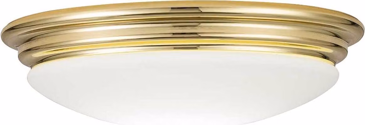 Plafoniera in metallo vetro GX53 IP44 Ø 35,6 cm in ottone lucido bianco rotondo 3000 K luce bianca calda 600 lm