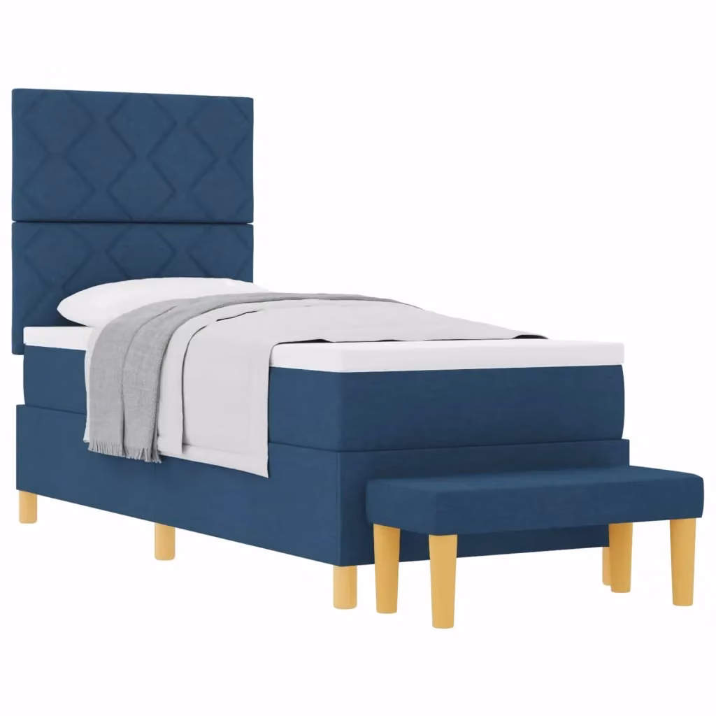 Letto a molle con testiera blu vidaXL in tessuto e legno L: 200 cm, P: 80 cm, H: 128 cm – 2