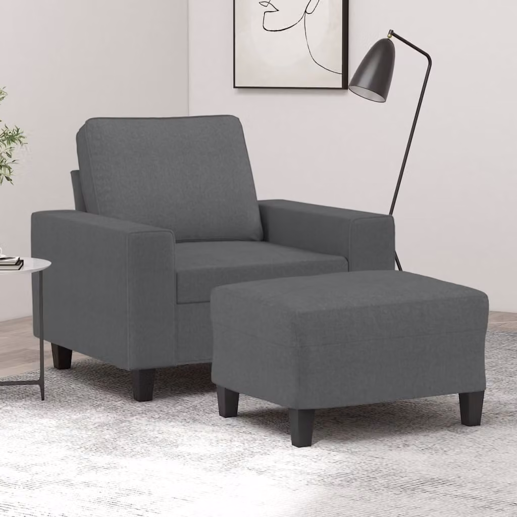 vidaXL Poltrona Relax con Poggiapiedi Grigio in Tessuto e Struttura in Metallo e MDF