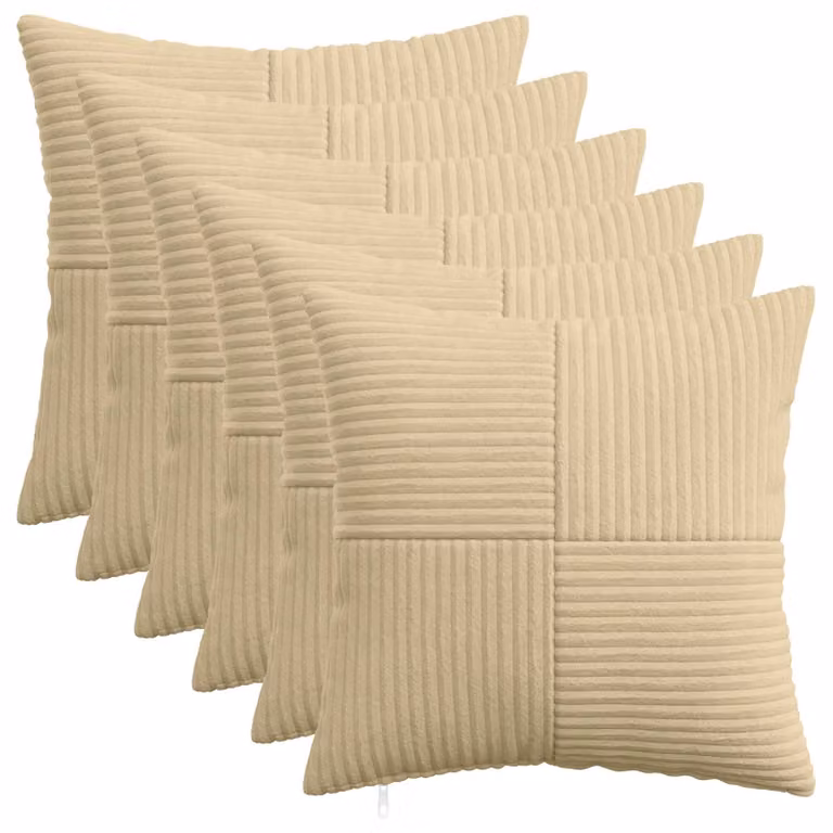 Set di 6 federe vidaXL ALMELO in velluto a coste, Grigio Verde, 30 x 30 cm