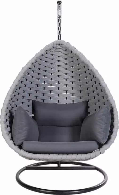 Home Deluxe Sedia sospesa in corda di vimini CADEIRA grigio chiaro - 1 posto | cesto sospeso, sedia sospesa, arredo giardino, altalena da giardino