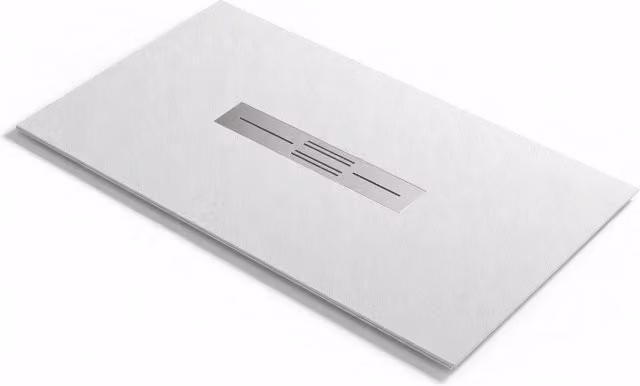 Piatto doccia rettangolare Taco MALIBU in resina mineral cast effetto pietra bianco con scarico centrale L: 120 cm, P: 90 cm
