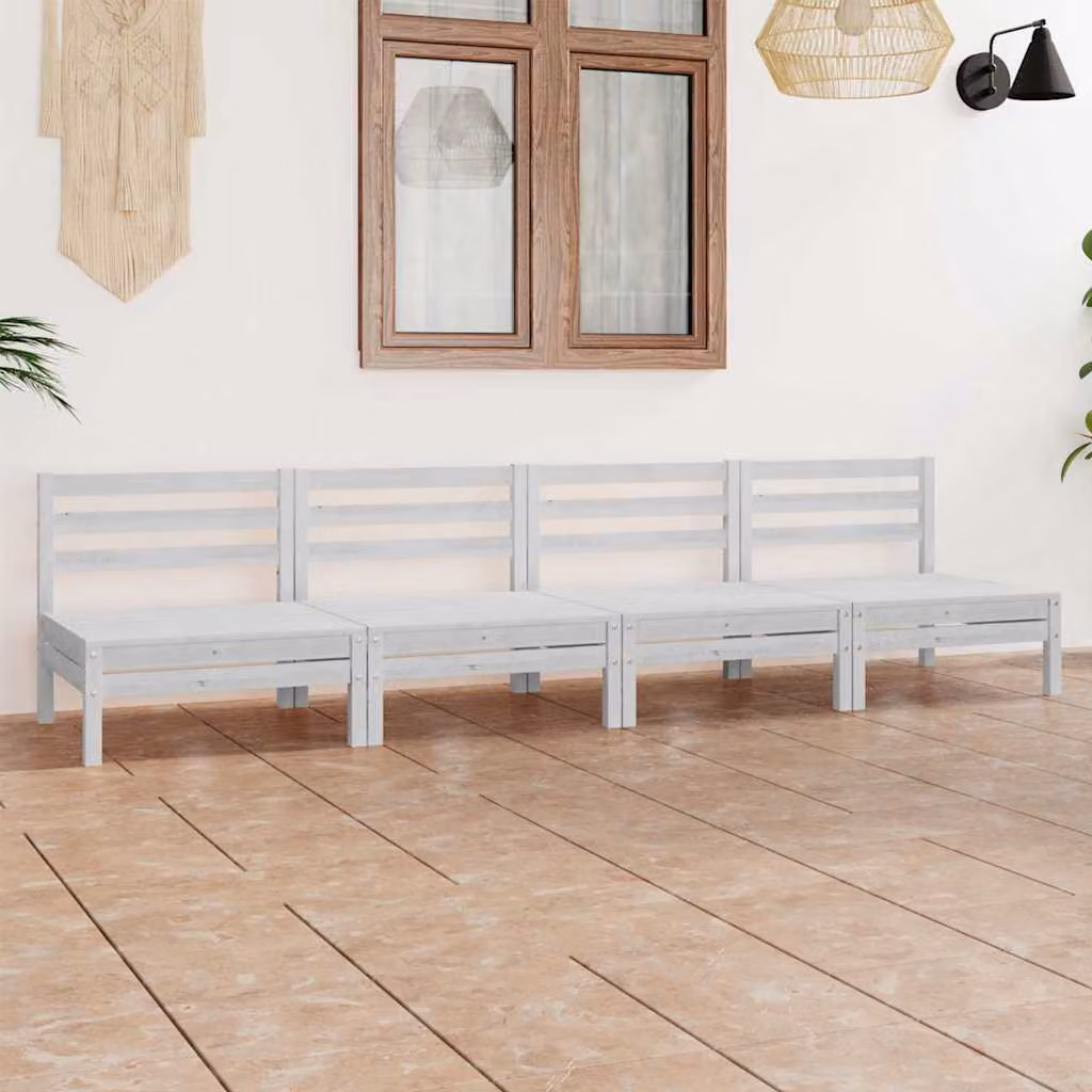 Set di divani da giardino vidaXL in legno di pino bianco con cuscini inclusi