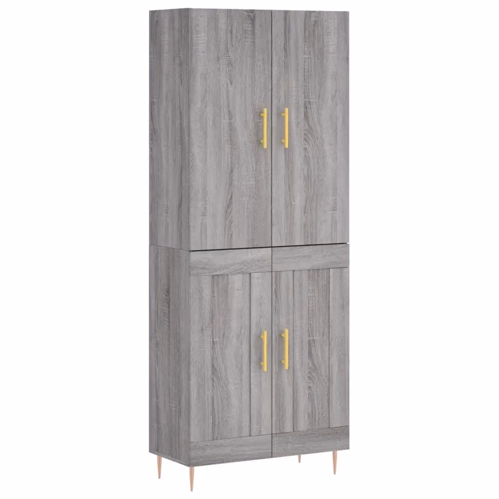 Credenza moderna vidaXL in legno e metallo grigio, L: 69,5 cm, P: 34 cm, H: 180 cm – 2