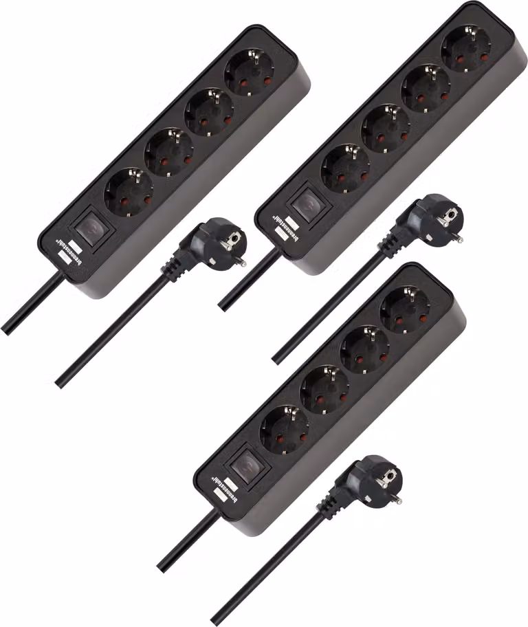 Set da 3 prese multiple Brennenstuhl Ecolor, con 4 prese, cavo da 1,5 metri