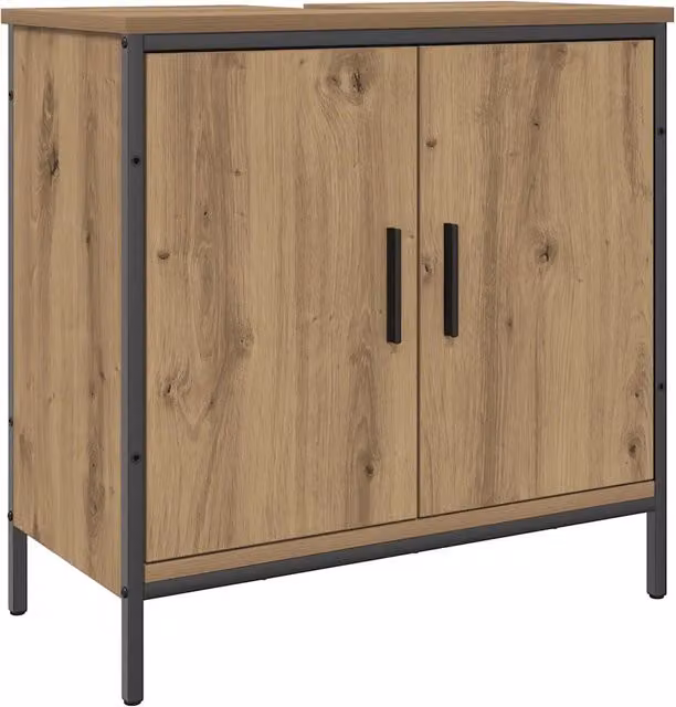Mobiletto da bagno compatto 60 x 30 x 60 cm finitura rovere ingegnerizzato realizzato artigianalmente 02_0051179