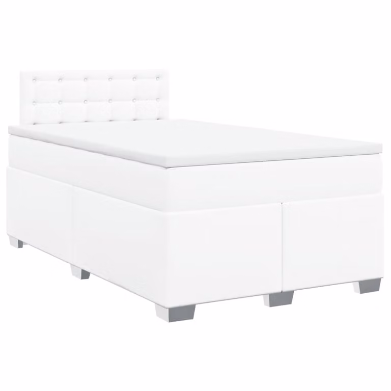 Giroletto a Molle con Materasso Bianco 120x200 cm in Pelle finta