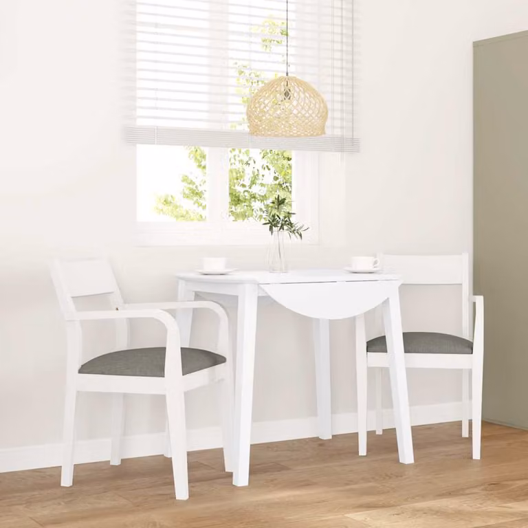 Set di 2 sedie da pranzo con cuscini vidaXL in legno di hevea bianco e grigio