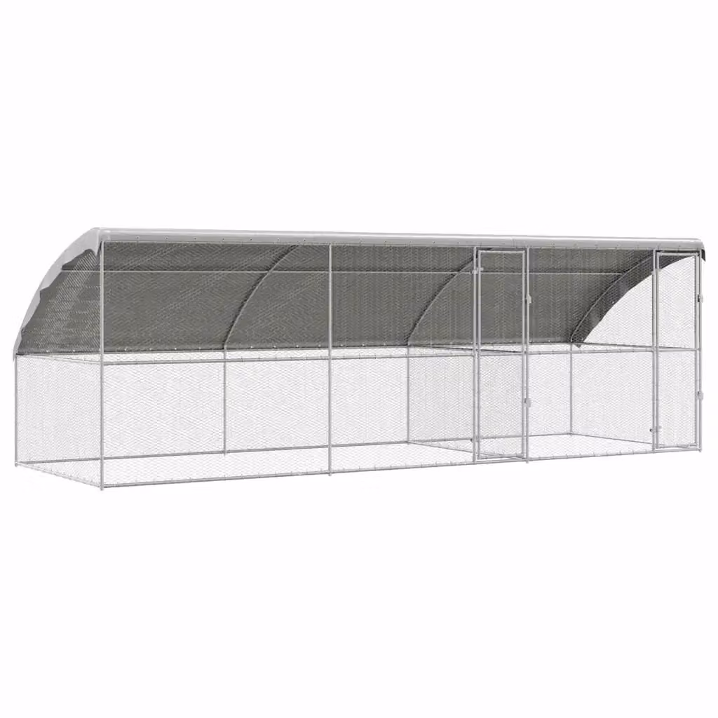 Pollaio vidaXL in acciaio zincato argento con 2 porte, L/P/H: 600 x 200 x 200 cm – 2