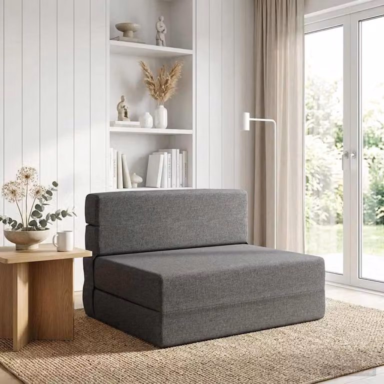 vidaXL Divano Letto Pieghevole Moderno in Tessuto Grigio L: 70 cm, P: 72 cm, H: 60 cm