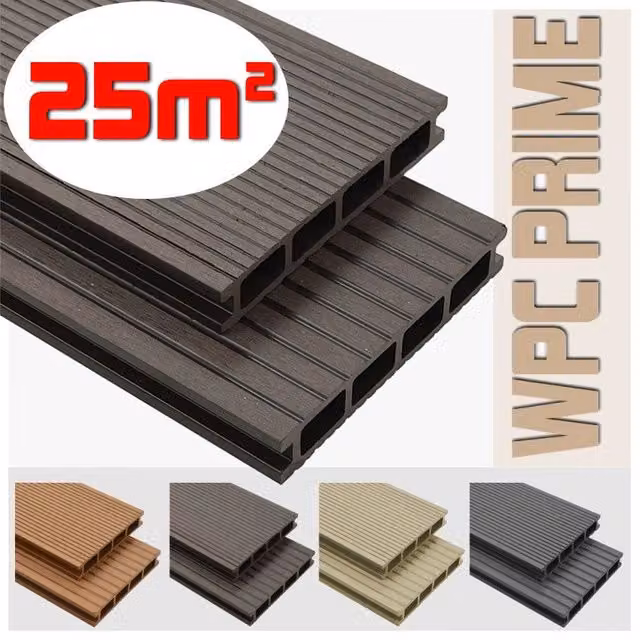 Listoni WPC per pavimentazione decking colore Coffee, copertura 25m², dimensioni listone: 14 x 220 cm, spessore: 2,5 cm – 1