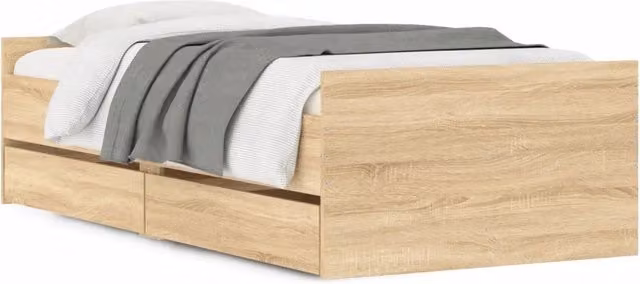 Letto singolo | Letto per adulti | Giroletto con Cassetti Rovere Sonoma 100x200 cm
