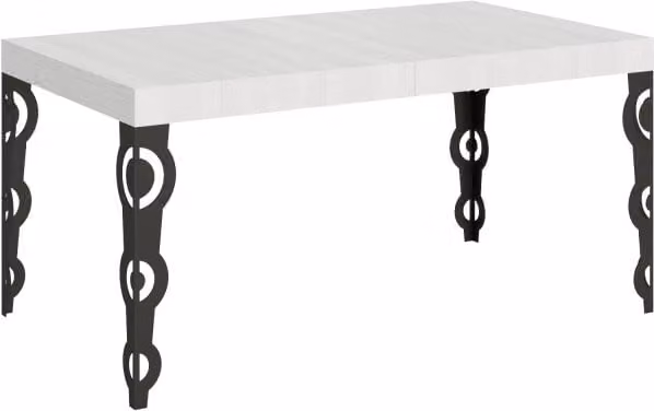 Tavolo allungabile moderno Itamoby con telaio in metallo antracite e piano bianco frassino, L/P/H: 160 x 90 x 77 cm (estendibile fino a 420 cm) – 1