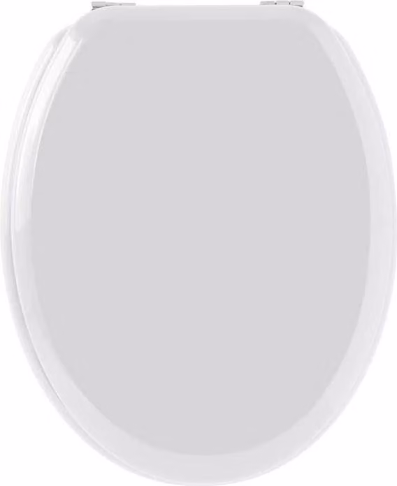 Sedile WC, Gelco Sweet, bianco, legno sagomato, cerniere metalliche cromate, superficie lucida