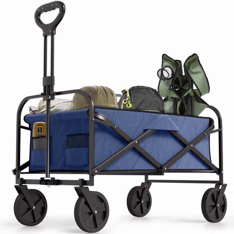 Avalo Carrello Pieghevole - Pieghevole - Fino a 90KG - 80x47x49 CM - 80L - Ruote a 360° - Blu