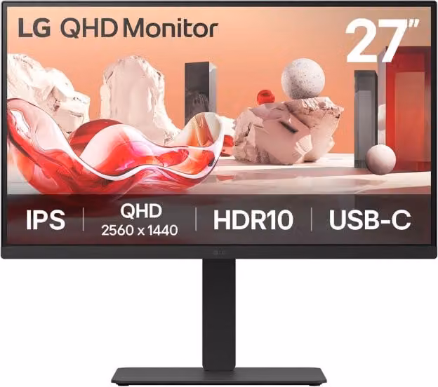 Monitor LG 27 pollici QHD 2K IPS 100Hz Nero 27BA75QB-B con USB-C, 2 HDMI e 2 DisplayPort