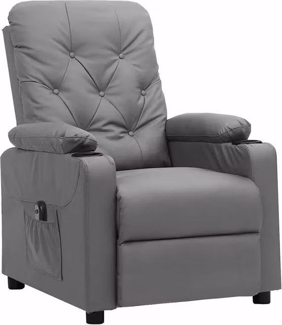 Divano Sedia-Poltrona Reclinabile Elettrica Grigia in Similpelle 361300