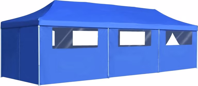 The Living Store Tenda pieghevole per feste Pop-Up con 8 pareti laterali 3 x 9 m Blu
