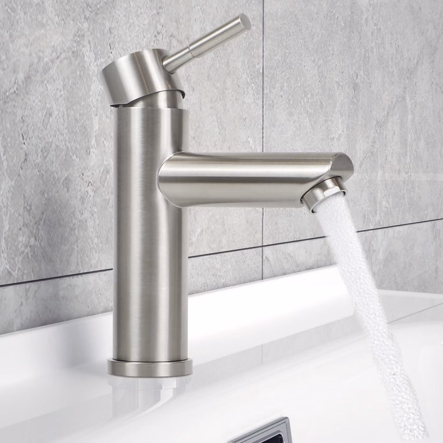 Miscelatore monocomando per lavabo, in acciaio inossidabile, per alta pressione, con acqua calda e fredda, adatto per il bagno