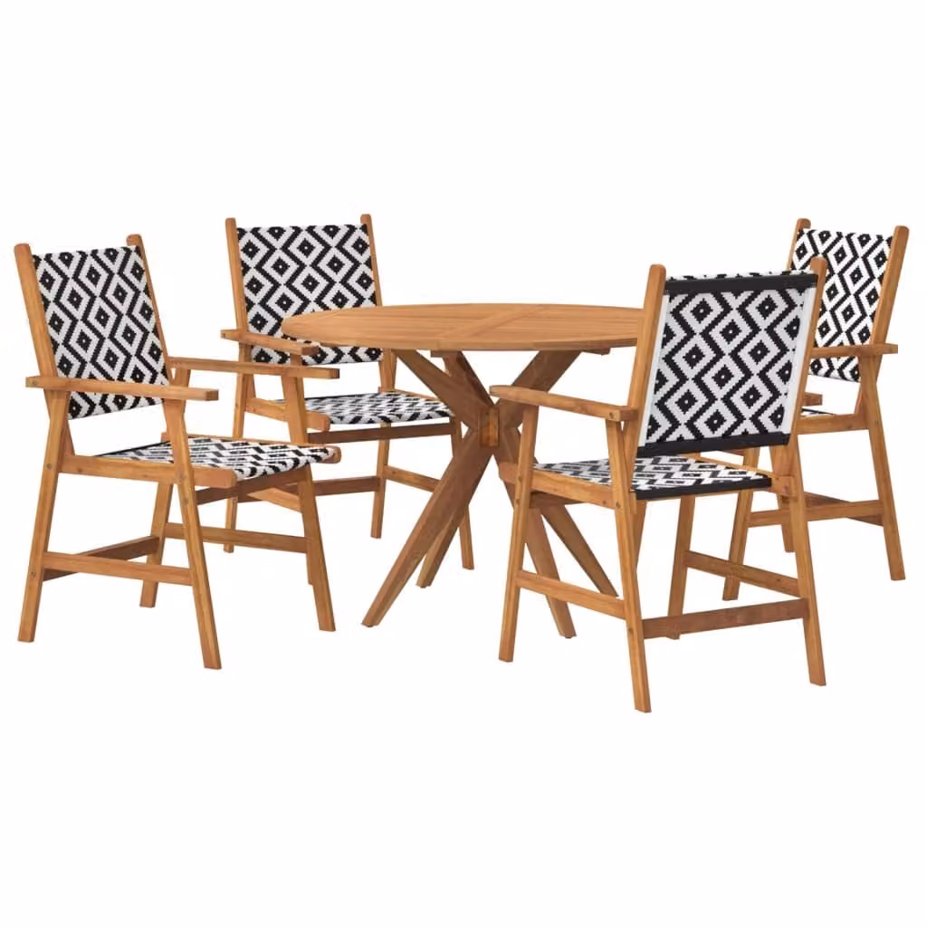 set da pranzo da giardino 5 pezzi in legno massiccio di acacia