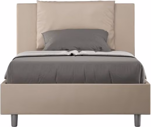 Letto imbottito 1 piazza e mezza 120x210 cm Antea - Similpelle,Tortora,Con rete