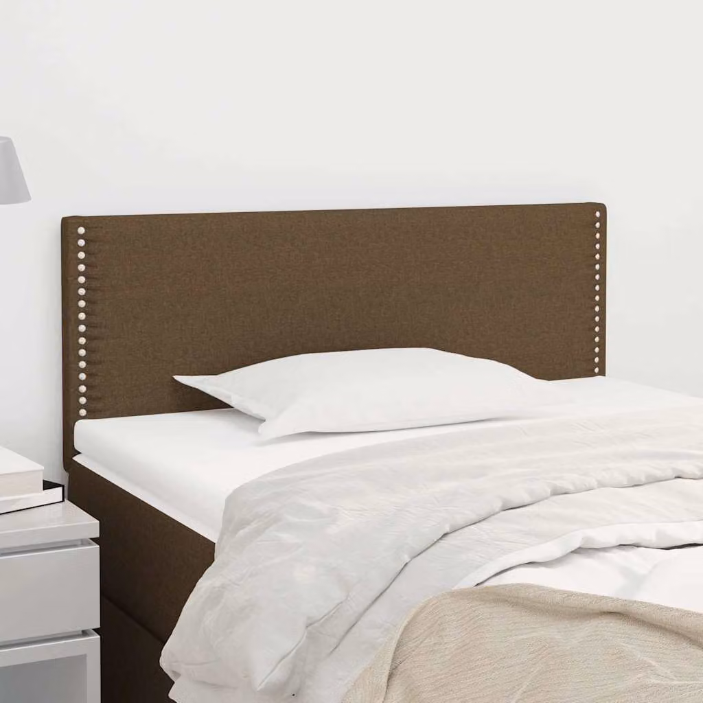 Testiera per letto vidaXL in tessuto marrone scuro con struttura in legno di larice L: 100 cm, P: 5 cm, H: 78-88 cm