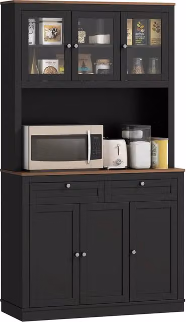 Credenza Cucina con Ante e Cassetti ¨C Minimal ¨C Nero 100x40x180 cm