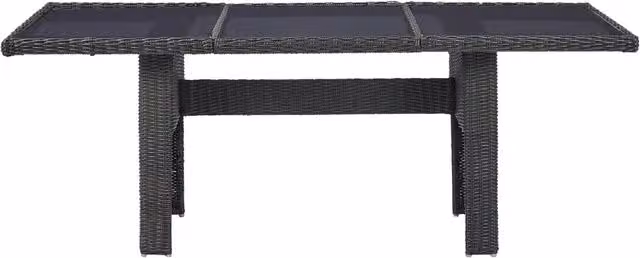 Tavolo da Giardino Nero 200x100x74 cm in Vetro e Polyrattan 310145