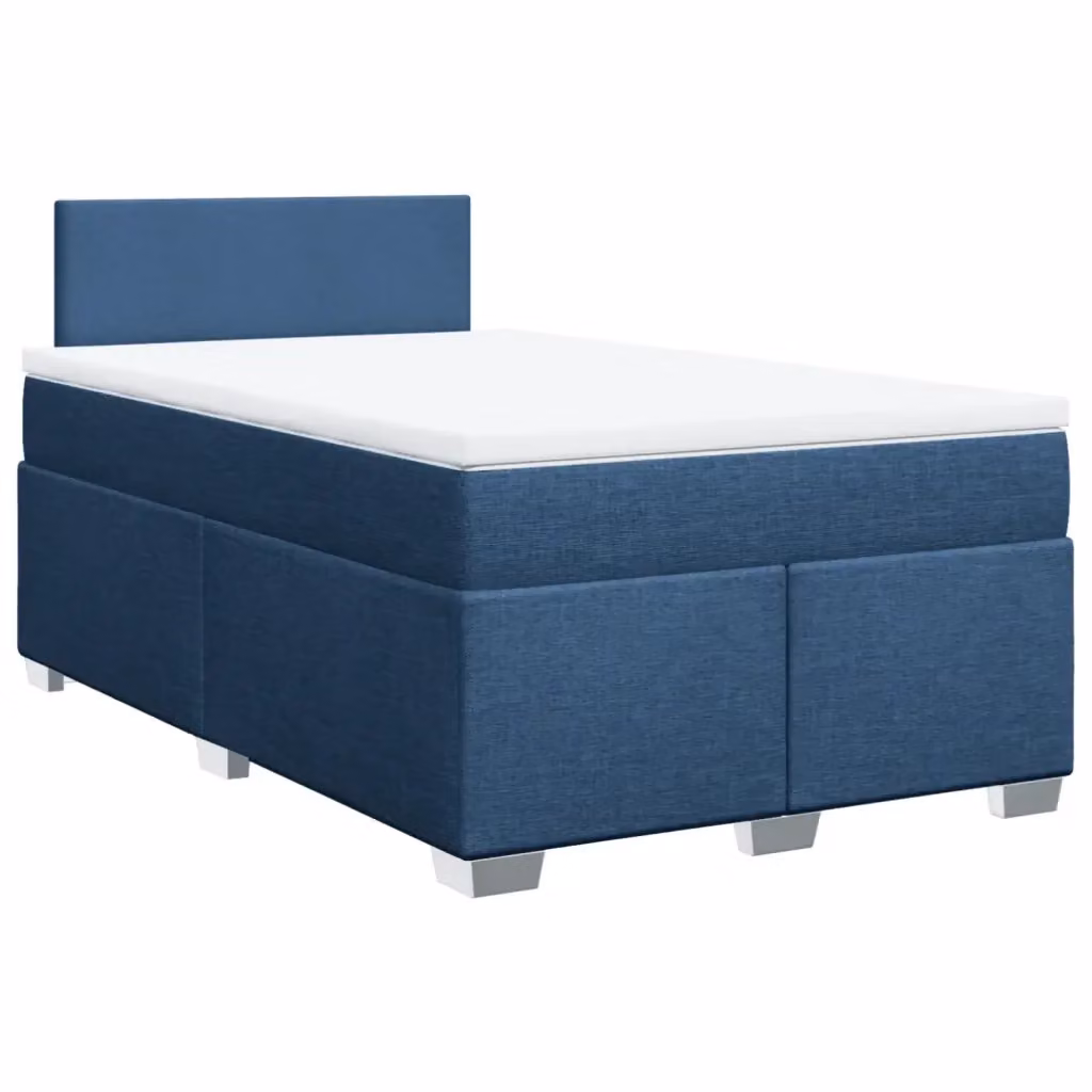 Letto Ibrido vidaXL con Giroletto a Molle e Materasso in Tessuto Blu e Bianco, Struttura in Legno di Pino, L/P/H: 120 x 200 cm – 2