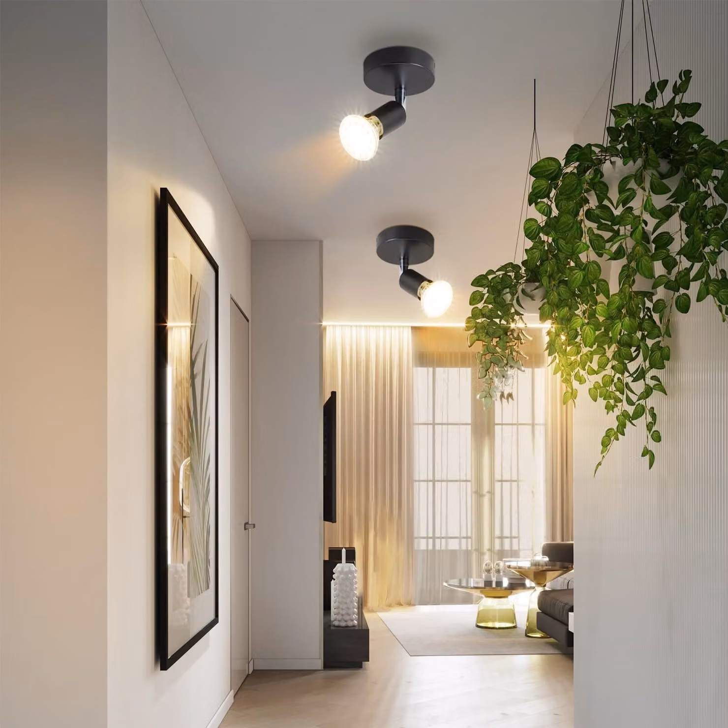 ZMH Faretto a soffitto LED 1 fiamma 2 nero plafoniera moderna GU10 Faretto a soffitto orientabile 330°Faretto da parete orientabile soggiorno camera da letto corridoio