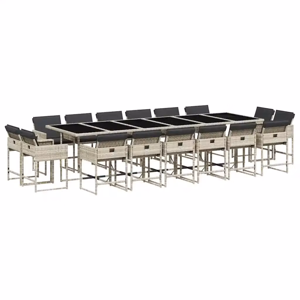 Set da Pranzo da Giardino vidaXL in Polyrattan con Cuscini e Piano in Vetro, 17 Pezzi, Grigio Antracite – 2
