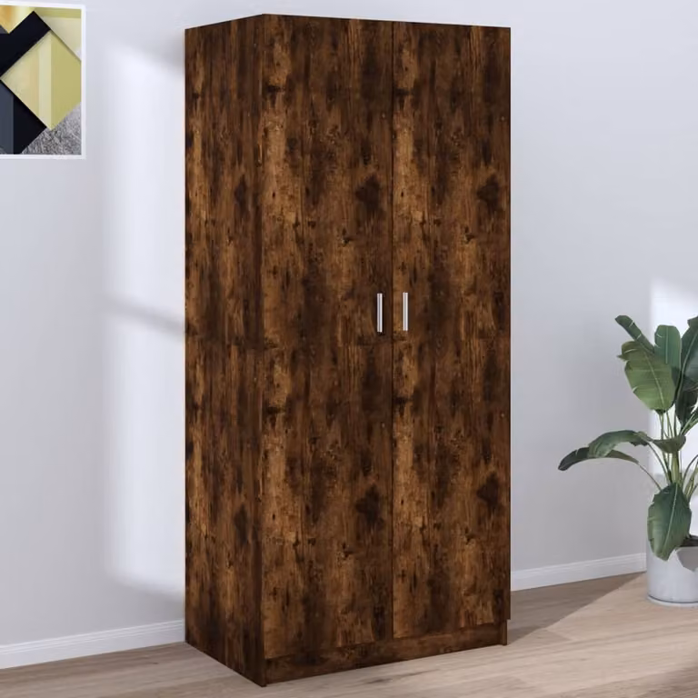 The Living Store armadio rovere fumé 80x52x180 cm materiale legno