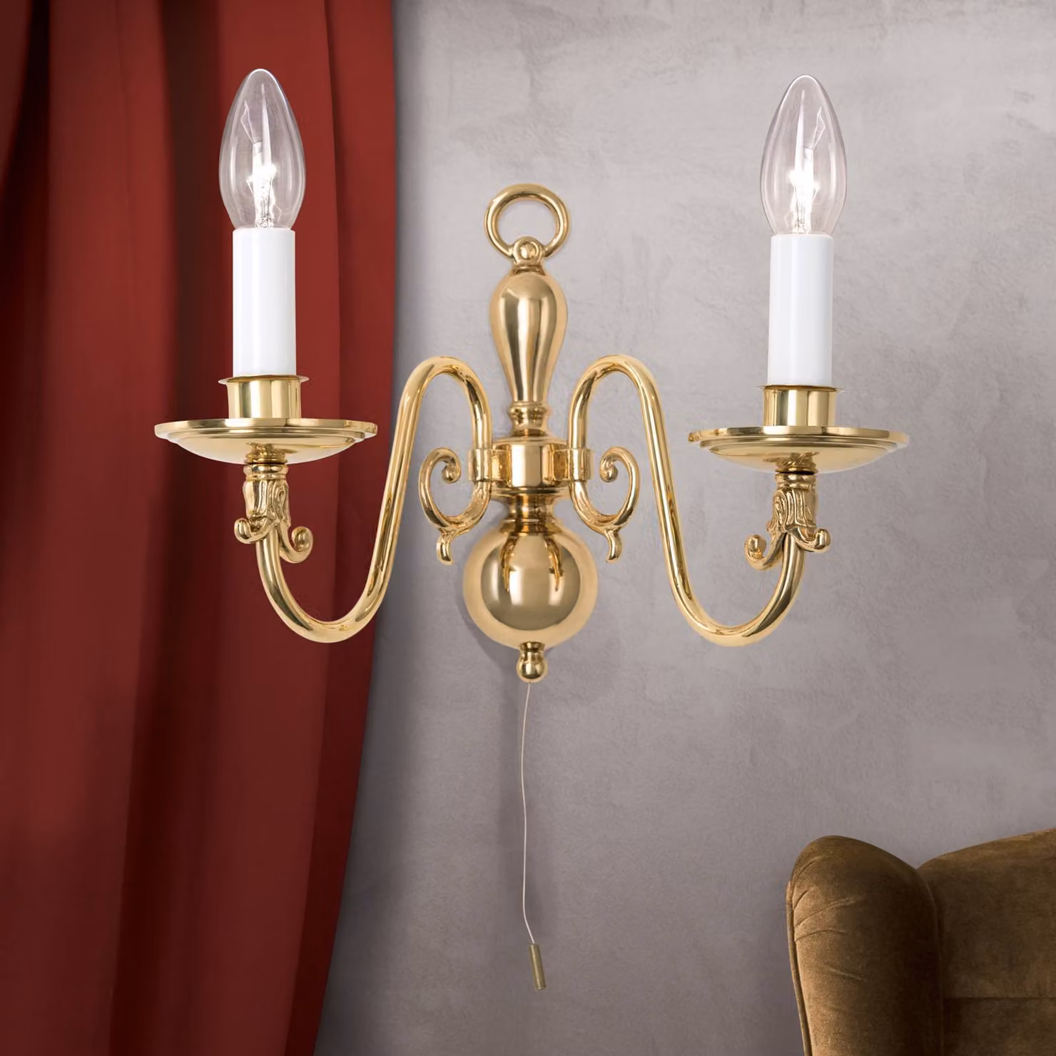 ORION Applique da parete IMKE, dimmerabile, Ottone / Oro, Soggiorno / Sala da pranzo, Ottone, Antico, Applique