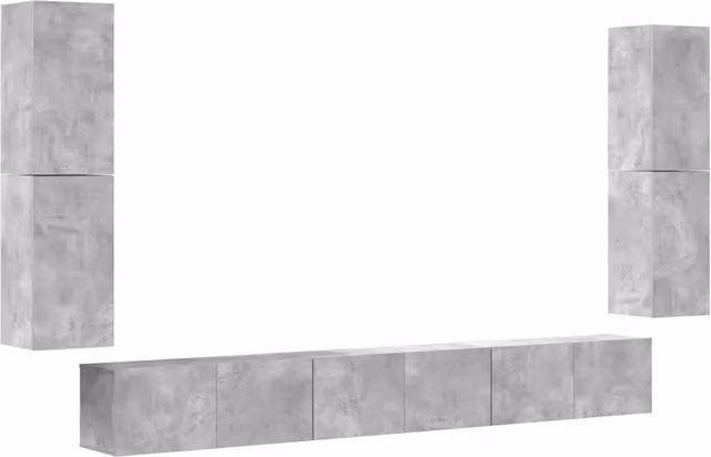 Set di Mobili Porta TV 7 pz | Armadietto TV | Mobile Porta TV Grigio Cemento in Legno Multistrato