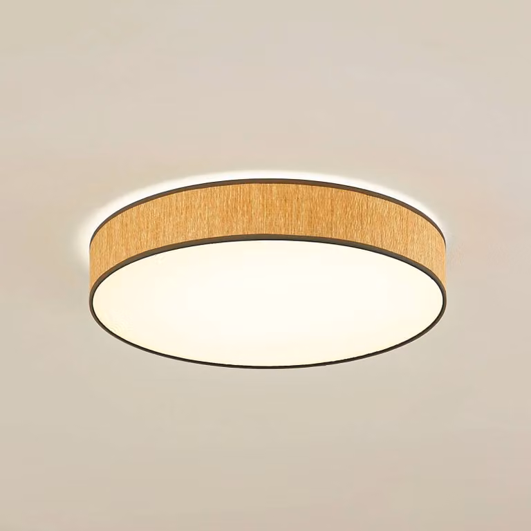 Plafoniera a LED Jutis Lindby, Legno chiaro, Soggiorno / Sala da pranzo, Legno, Moderno, Plafoniera LED