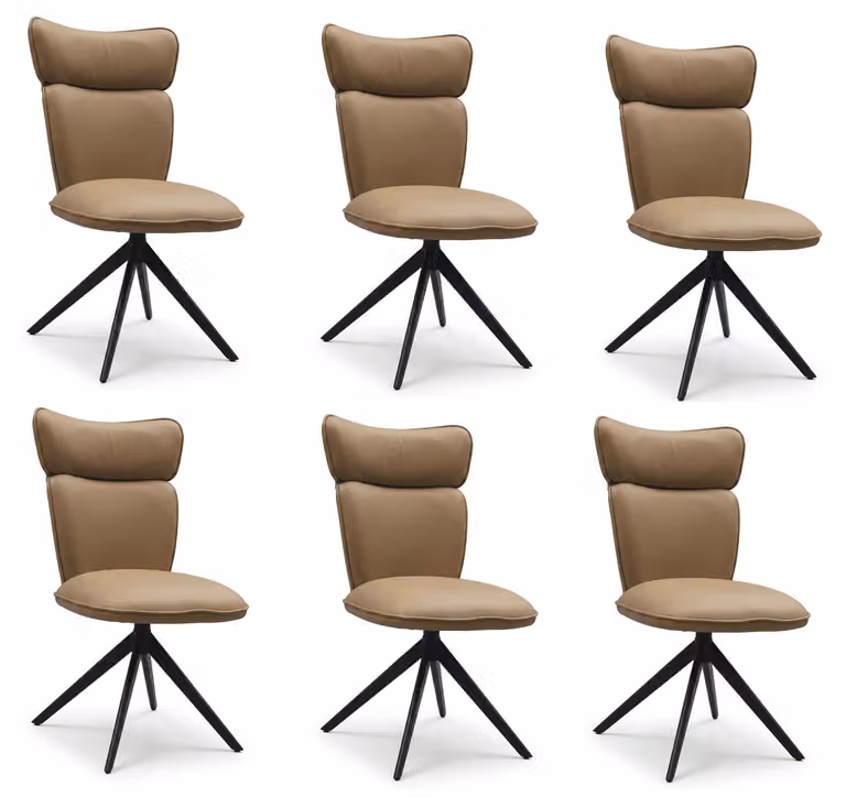 Set di 6 sedie da pranzo girevoli in stile urbano, rivestite in ecopelle beige, flessibili