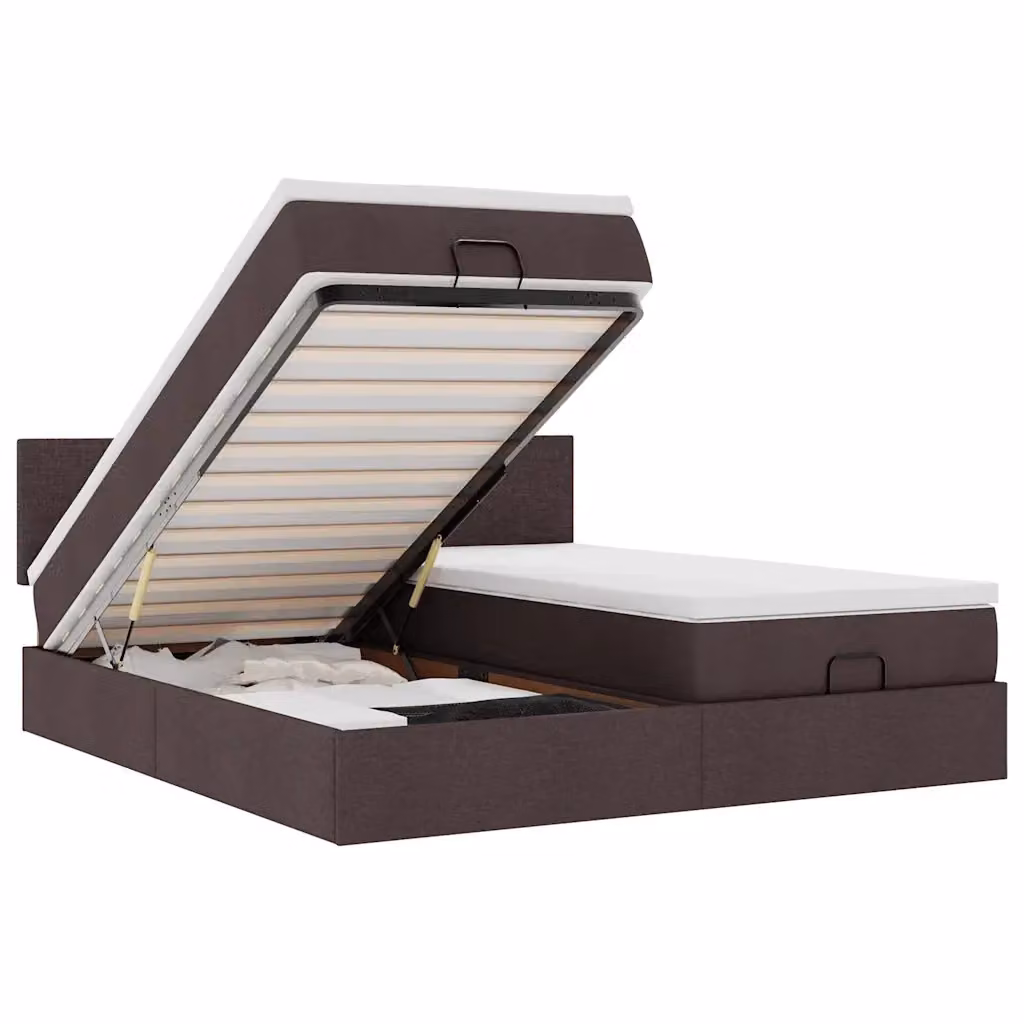 Letto con contenitore a sollevamento vidaXL in tessuto con illuminazione sottostante e porta USB, L: 180 cm, P: 200 cm, H: 88 cm – 2