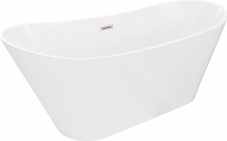 Mexen Dora vasca da bagno a libera installazione 170 x 75 cm, bianca, troppopieno nichel spazzolato - 52071707500-97