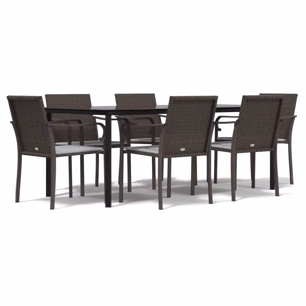 Set Pranzo da Giardino vidaXL in Polyrattan e Acciaio con Cuscini, 7 Pezzi – 2
