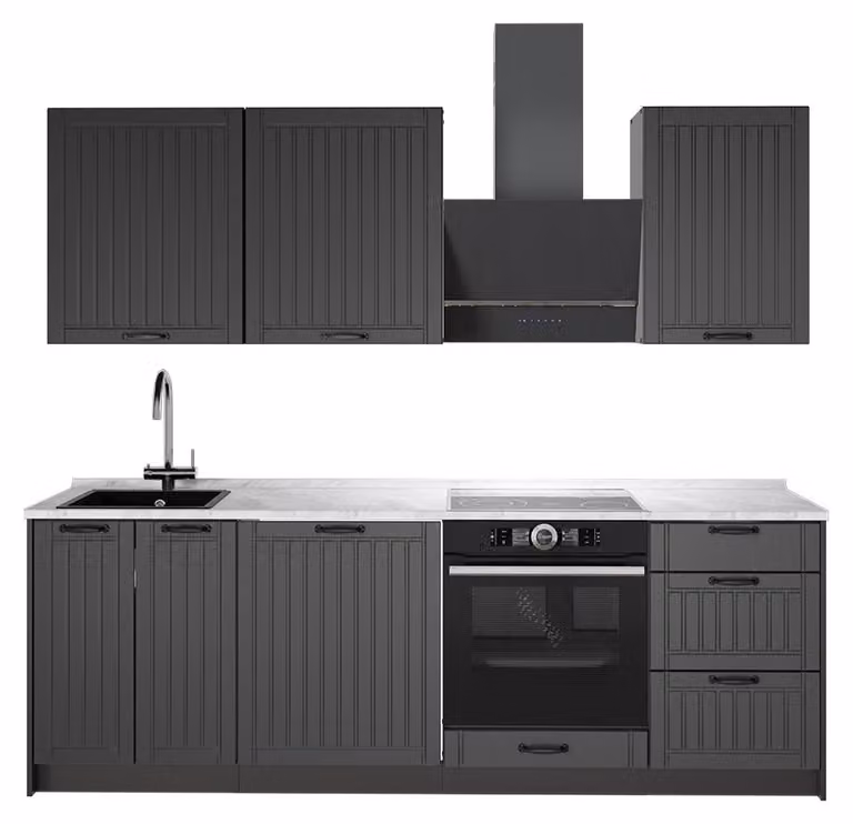 Cucina componibile Vicco Fame-Line Grigio scuro/Antracite 230 cm, PL Marmo, Model 64043