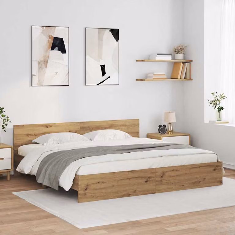 Struttura letto moderna vidaXL in legno color rovere marrone L/P/H: 200 x 200 x 70 cm