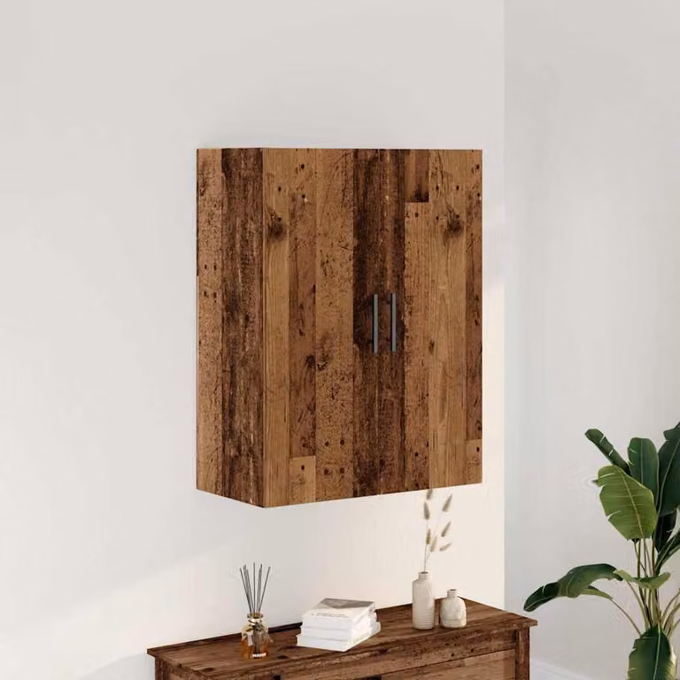 Mobile a parete vidaXL in legno antico marrone con ante a battente L: 69,5 cm, P: 34 cm, H: 90 cm