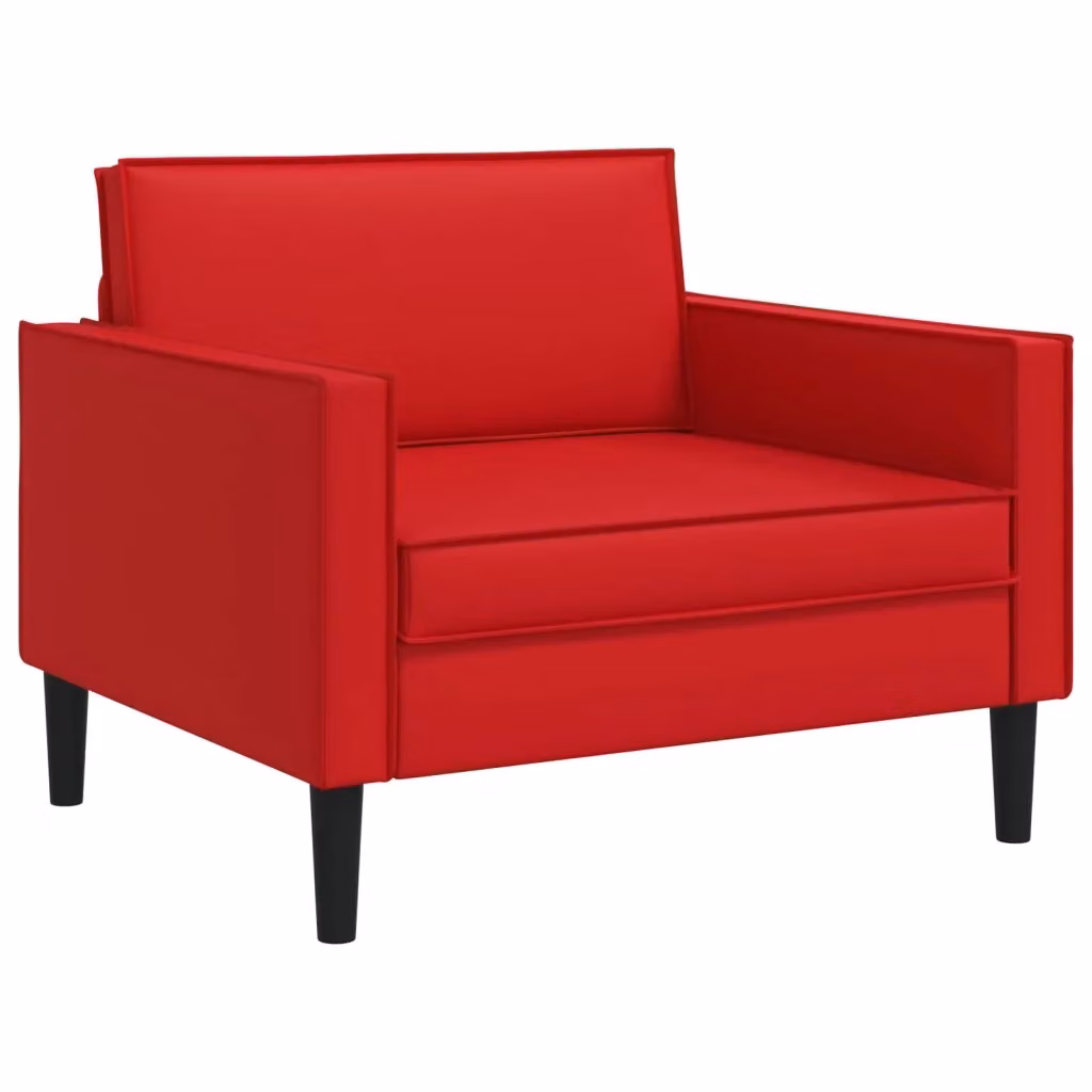 Poltrona relax XL vidaXL in similpelle rossa con braccioli e struttura in legno e metallo – 2
